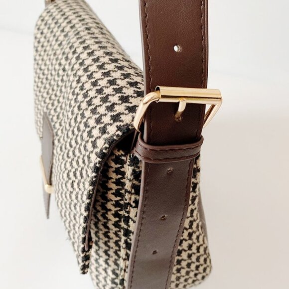 Chic Houndstooth Purse Cute Bag Chic Handbag, Brown - Picture 6 of 7